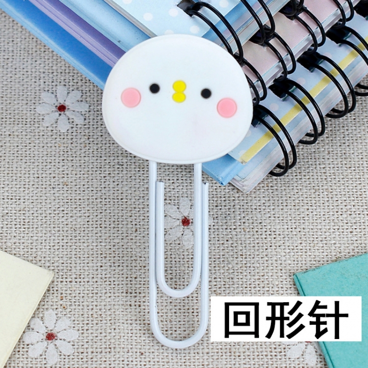 Little White Chicken U-shaped PVC soft rubber bookmark metal clip stationery colored paper clip price for 20 pcs