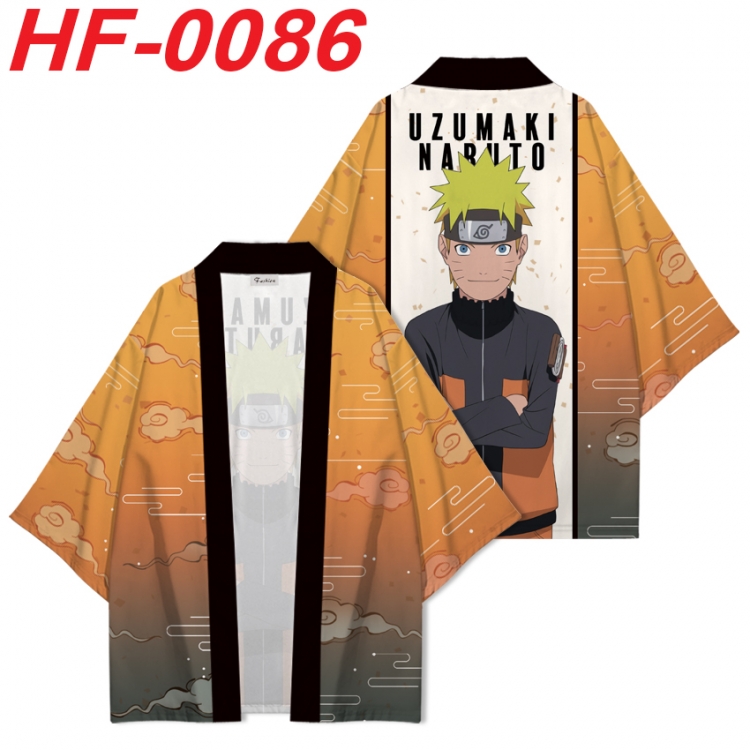 Naruto Anime digital printed French velvet kimono top from S to 4XL  HF-0086