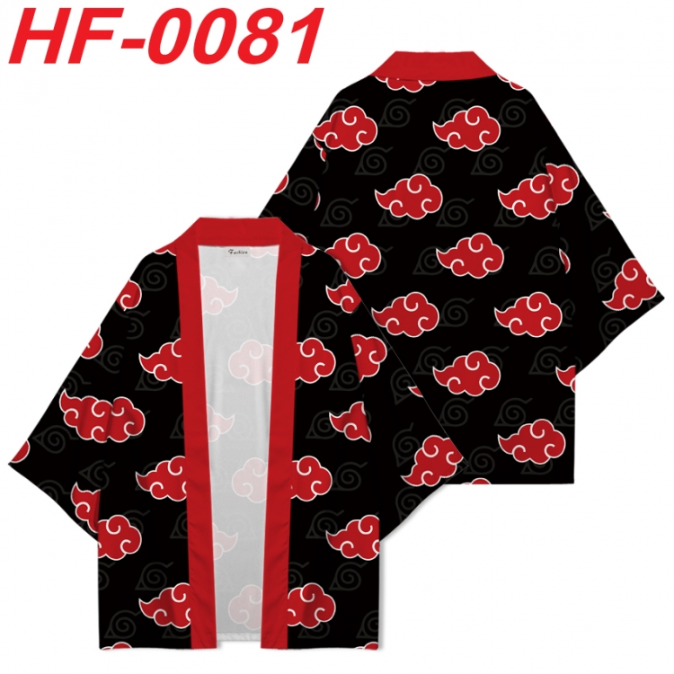 Naruto Anime digital printed French velvet kimono top from S to 4XL HF-0081