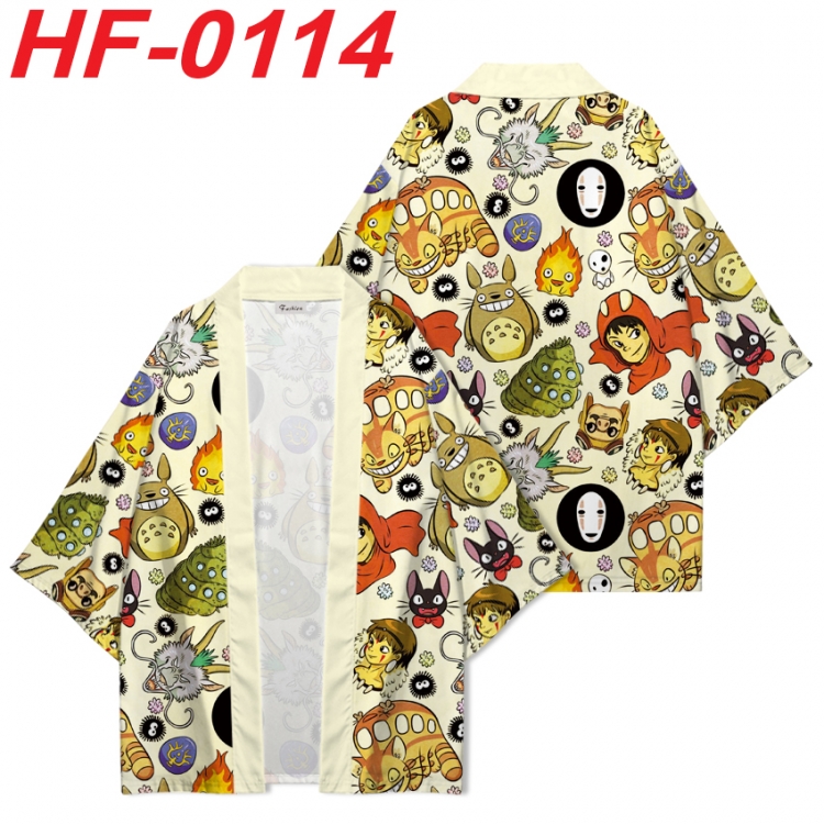 TOTORO Anime digital printed French velvet kimono top from S to 4XL HF-0114