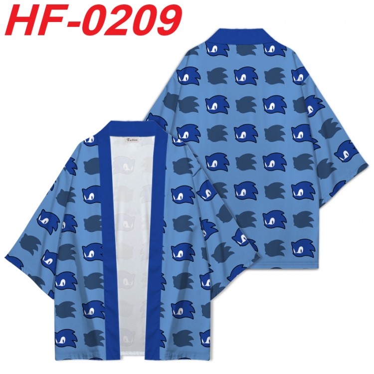 Sonic The Hedgehog Anime digital printed French velvet kimono top from S to 4XL HF-0209
