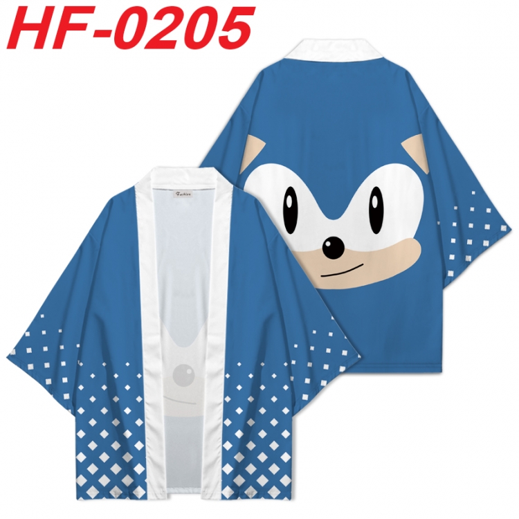 Sonic The Hedgehog Anime digital printed French velvet kimono top from S to 4XL HF-0205