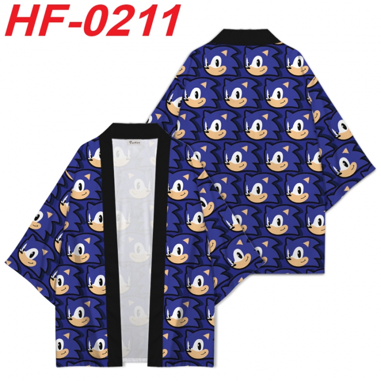 Sonic The Hedgehog Anime digital printed French velvet kimono top from S to 4XL HF-0211