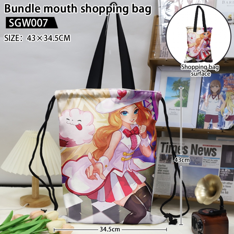 Pokemon Anime double-sided double-layer printed drawstring shopping bag 43X34.5cm (can be lifted and backed)