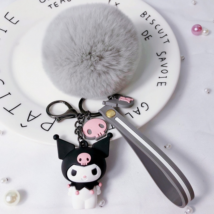 Kuromi Keychain creative bag DIY fur ball keychain pendant