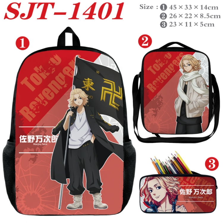 Tokyo Revengers Anime nylon canvas backpack pencil case crossbody bag three piece set 45x33x14cm