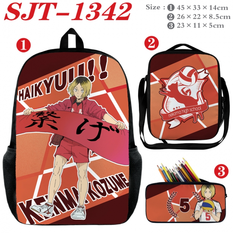  Haikyuu!! Anime nylon canvas backpack pencil case crossbody bag three piece set 45x33x14cm