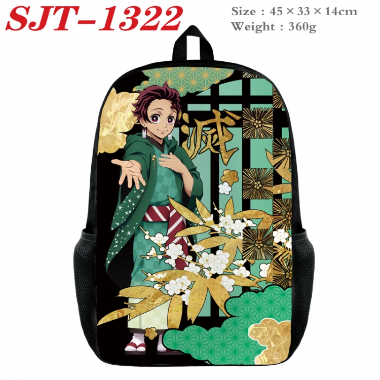 Demon Slayer Kimets Anime nylon canvas backpack student backpack 45x33x14cm