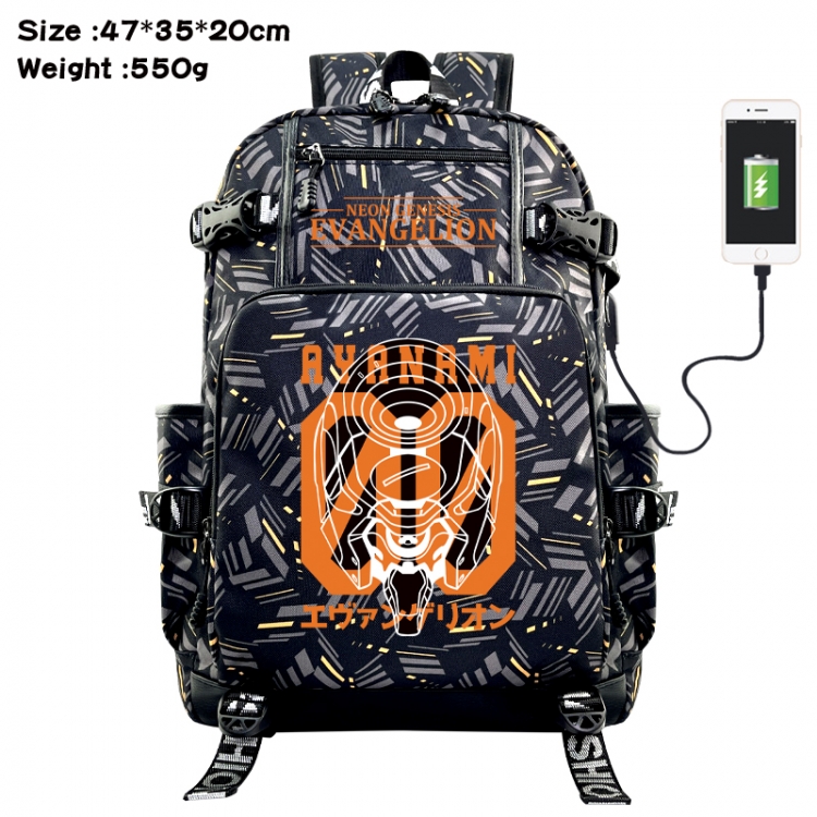 Gintama Anime data cable camouflage print USB backpack schoolbag 47x35x20cm