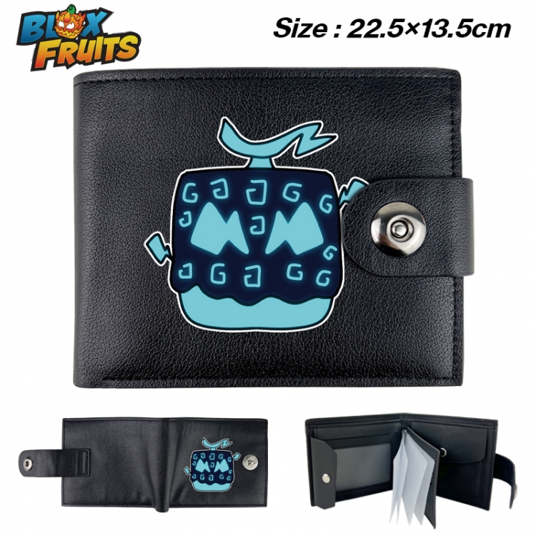 blox fruits Anime buckle black leather card page folding wallet 22.5X13.5cm