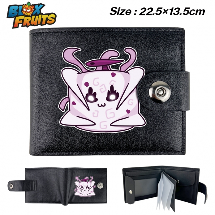 blox fruits Anime buckle black leather card page folding wallet 22.5X13.5cm