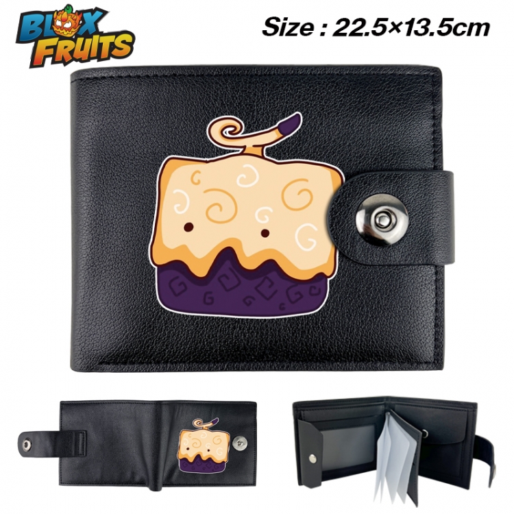 blox fruits Anime buckle black leather card page folding wallet 22.5X13.5cm