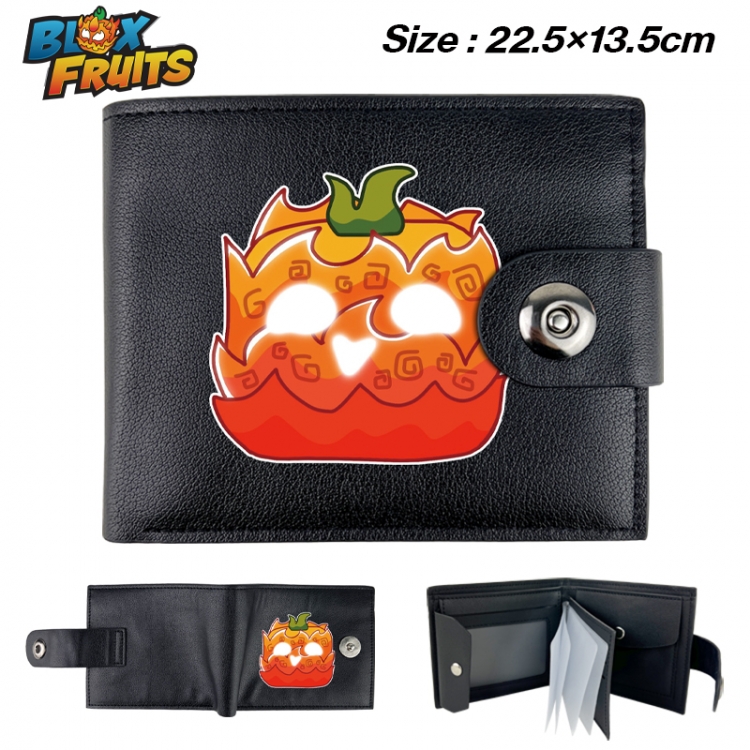 blox fruits Anime buckle black leather card page folding wallet 22.5X13.5cm