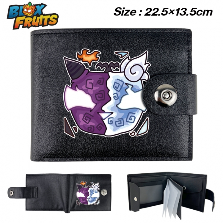 blox fruits Anime buckle black leather card page folding wallet 22.5X13.5cm