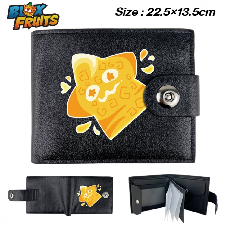 blox fruits Anime buckle black leather card page folding wallet 22.5X13.5cm