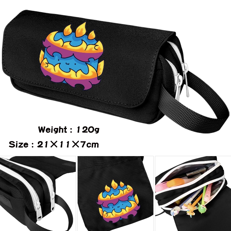 blox fruits Anime waterproof canvas portable double-layer pencil bag cosmetic bag 21x11x7cm