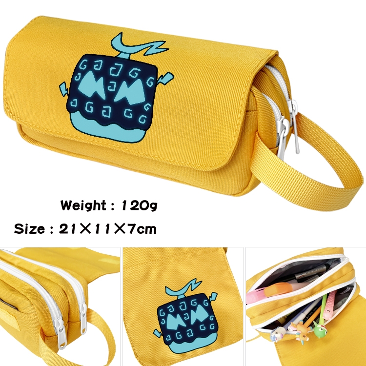 blox fruits Anime waterproof canvas portable double-layer pencil bag cosmetic bag 21x11x7cm