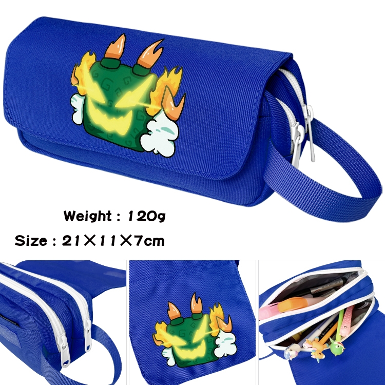 blox fruits Anime waterproof canvas portable double-layer pencil bag cosmetic bag 21x11x7cm