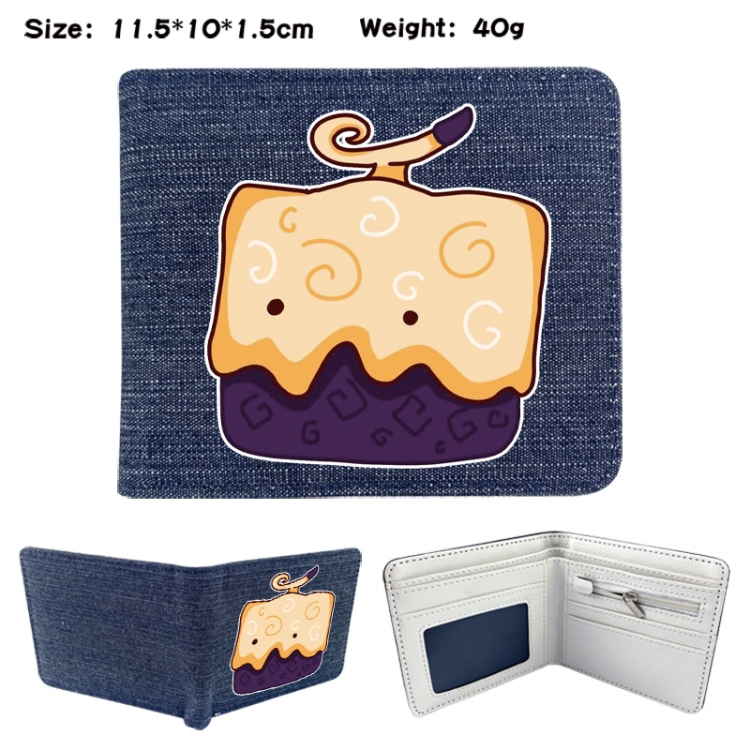 blox fruits Anime denim folding full-color wallet 11.5X10X1.5CM 