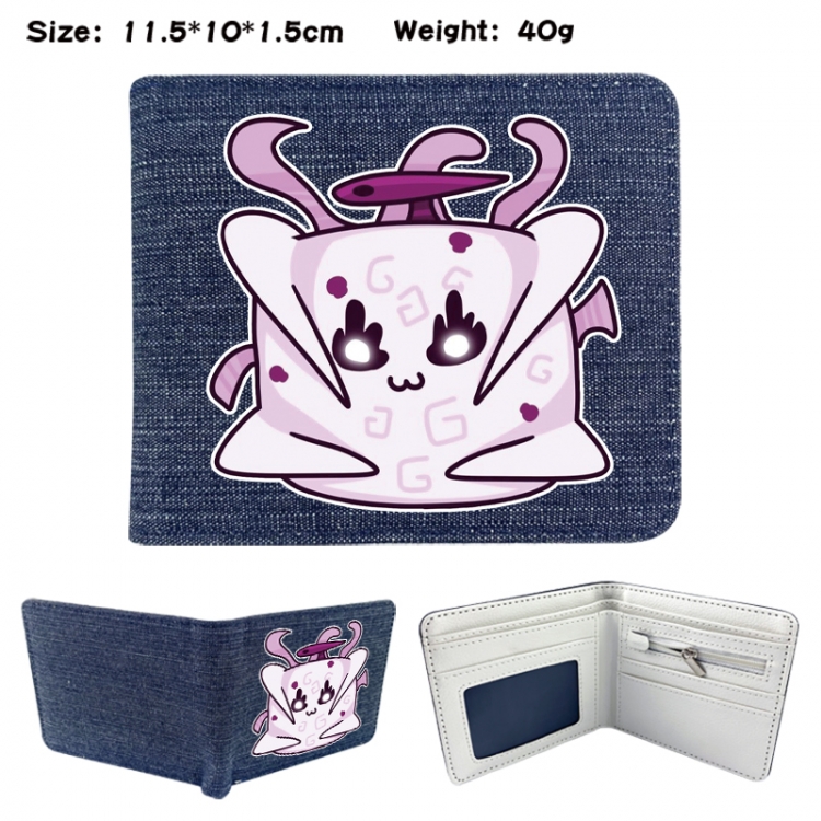 blox fruits Anime denim folding full-color wallet 11.5X10X1.5CM 