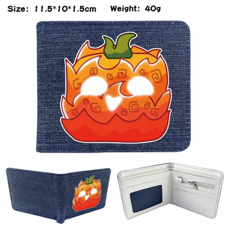 blox fruits Anime denim folding full-color wallet 11.5X10X1.5CM 