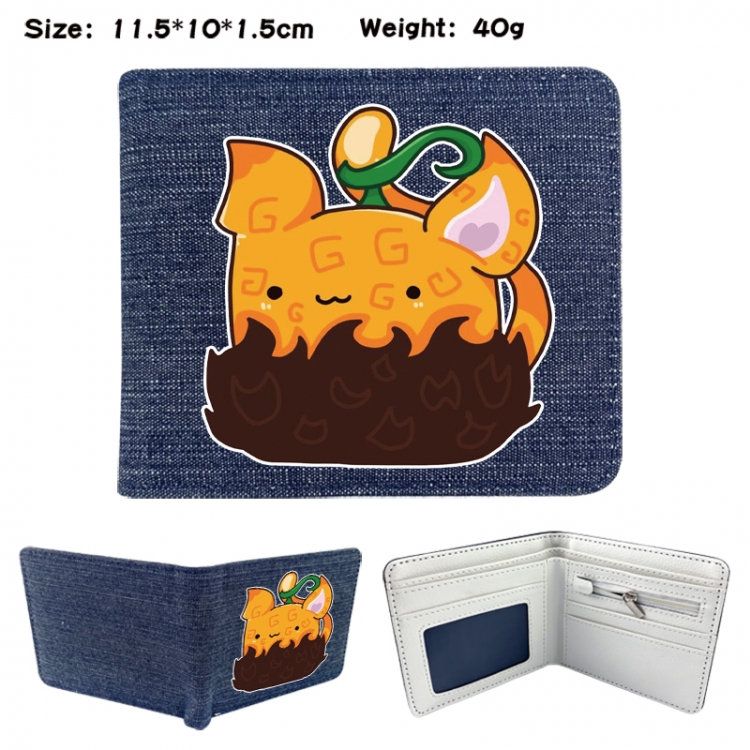 blox fruits Anime denim folding full-color wallet 11.5X10X1.5CM 