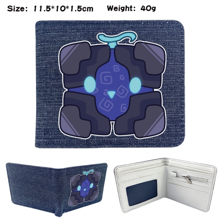 blox fruits Anime denim folding full-color wallet 11.5X10X1.5CM 