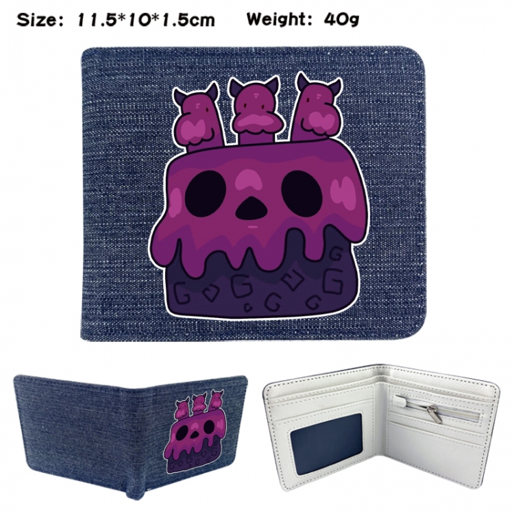 blox fruits Anime denim folding full-color wallet 11.5X10X1.5CM 