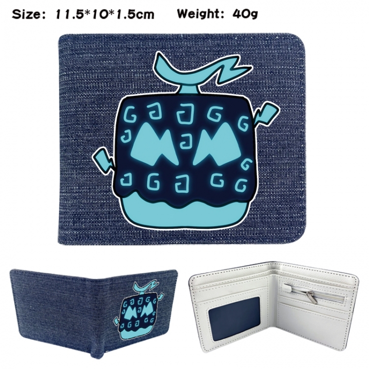 blox fruits Anime denim folding full-color wallet 11.5X10X1.5CM 