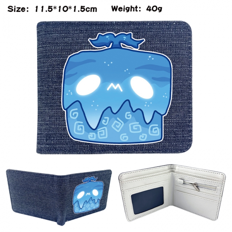 blox fruits Anime denim folding full-color wallet 11.5X10X1.5CM 