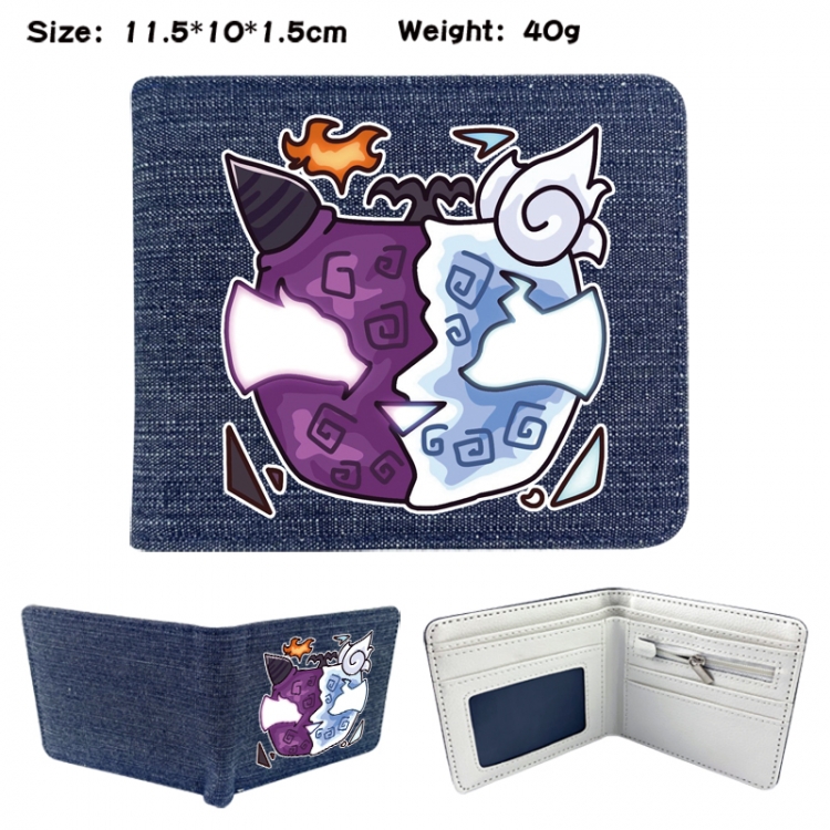 blox fruits Anime denim folding full-color wallet 11.5X10X1.5CM 