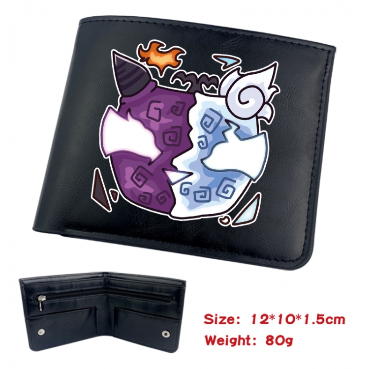 blox fruits Animation soft leather inner buckle black leather wallet 12X10X1.5CM