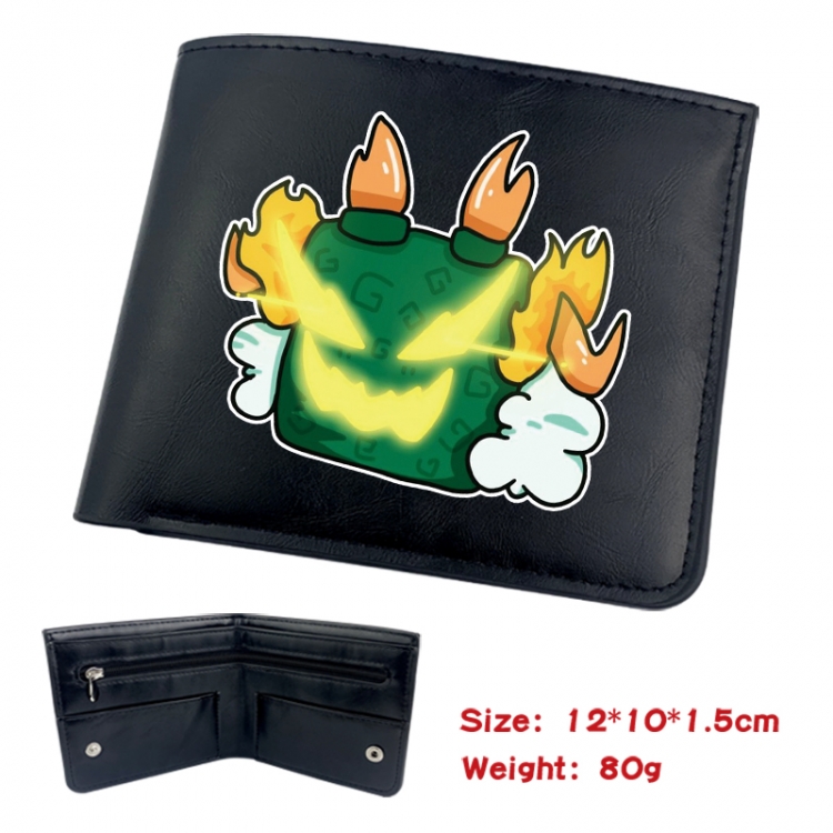 blox fruits Animation soft leather inner buckle black leather wallet 12X10X1.5CM