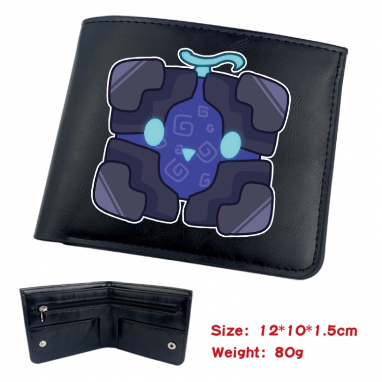 blox fruits Animation soft leather inner buckle black leather wallet 12X10X1.5CM