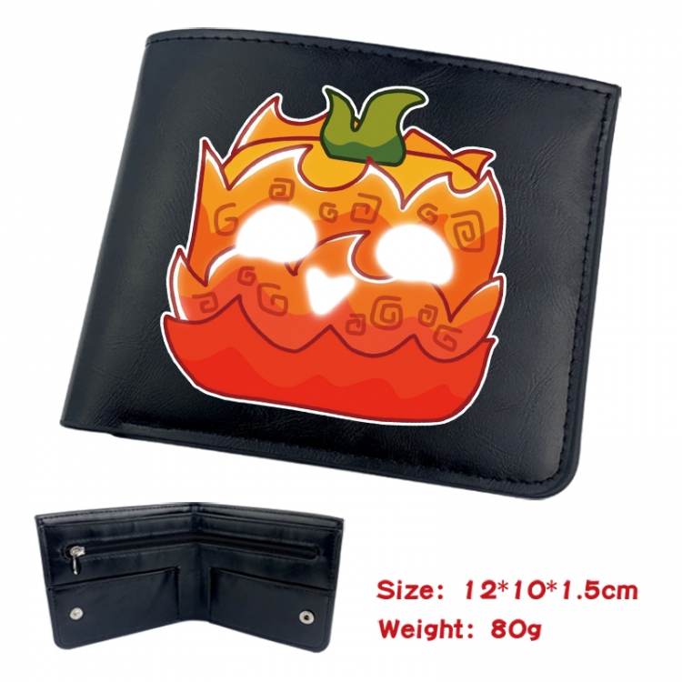 blox fruits Animation soft leather inner buckle black leather wallet 12X10X1.5CM