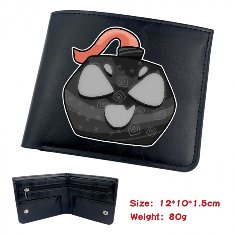 blox fruits Animation soft leather inner buckle black leather wallet 12X10X1.5CM