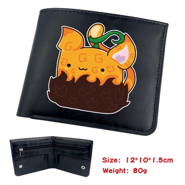 blox fruits Animation soft leather inner buckle black leather wallet 12X10X1.5CM