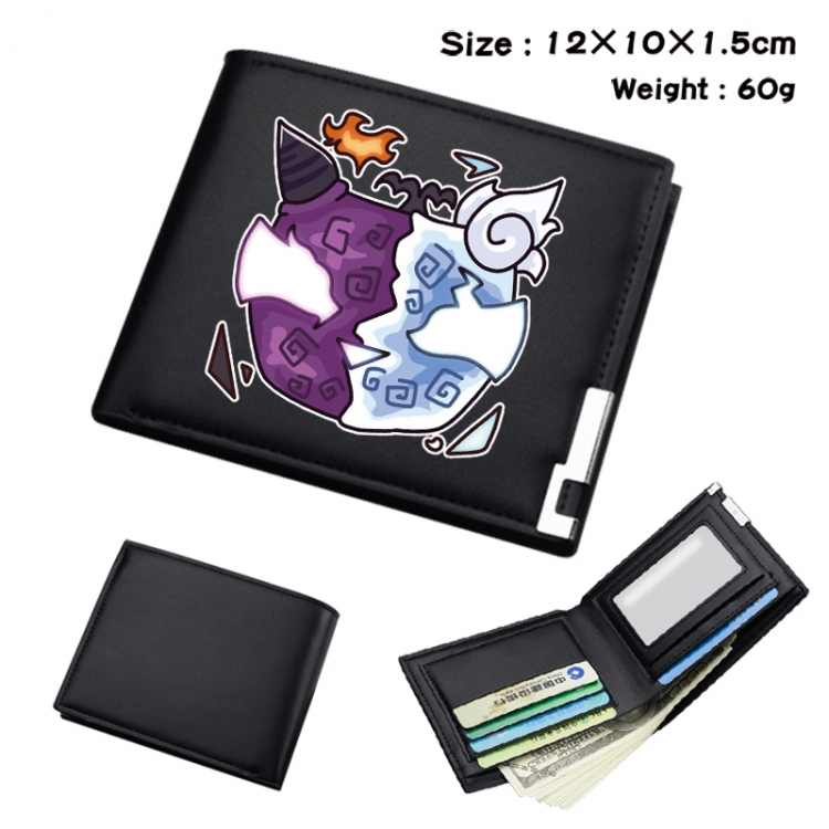 blox fruits Anime Full Color Black Leather Bifold Wallet 12x10x1.5cm