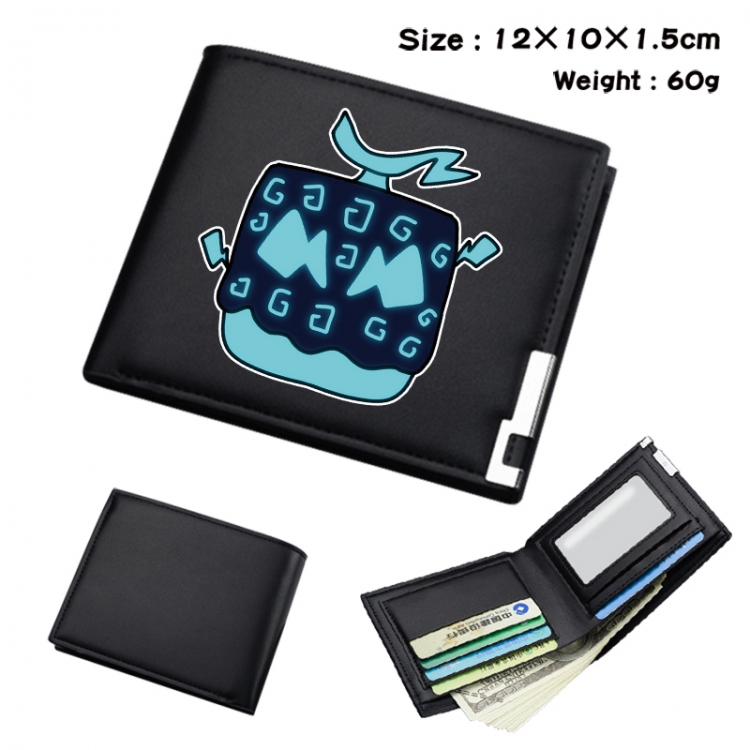 blox fruits Anime Full Color Black Leather Bifold Wallet 12x10x1.5cm