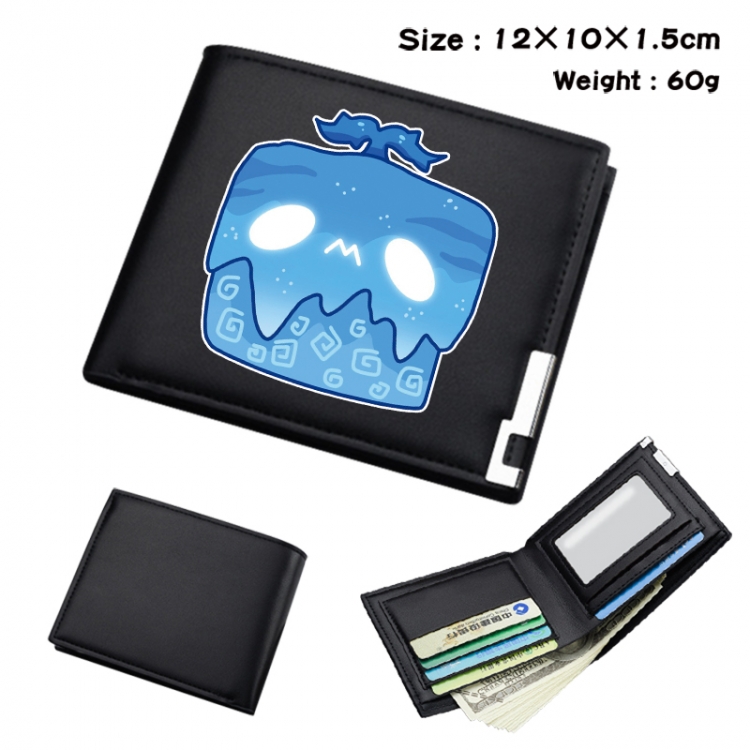 blox fruits Anime Full Color Black Leather Bifold Wallet 12x10x1.5cm