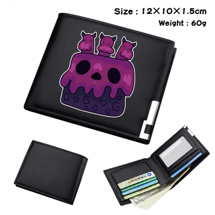 blox fruits Anime Full Color Black Leather Bifold Wallet 12x10x1.5cm