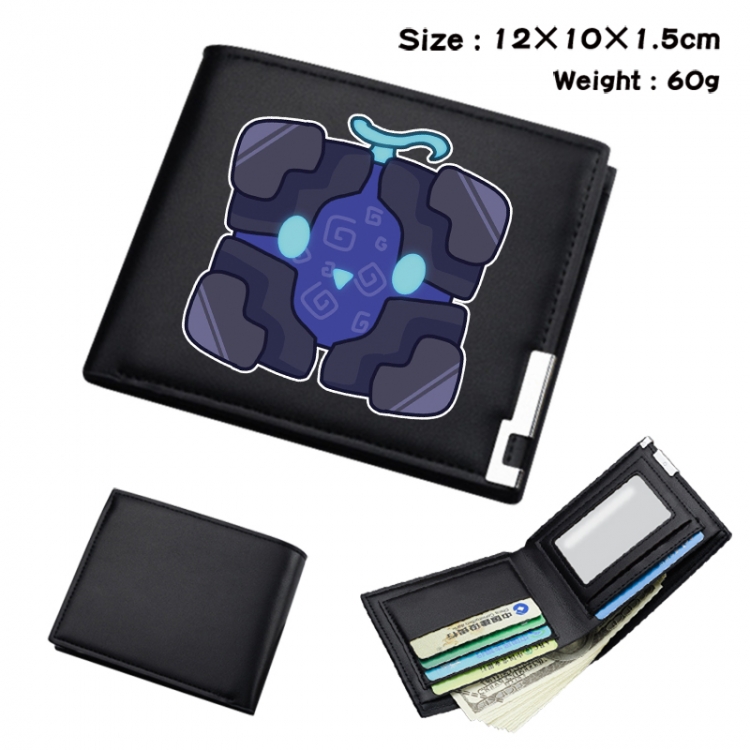 blox fruits Anime Full Color Black Leather Bifold Wallet 12x10x1.5cm