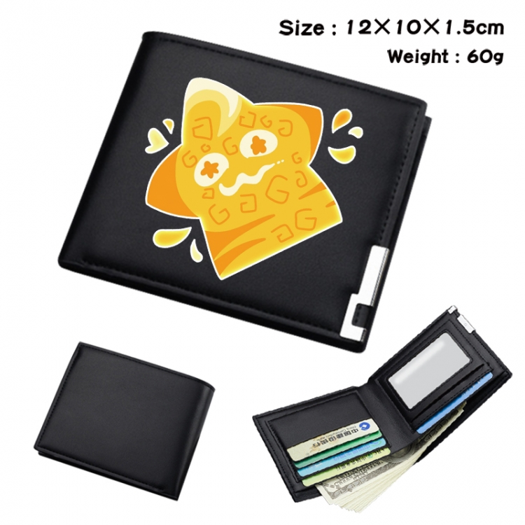 blox fruits Anime Full Color Black Leather Bifold Wallet 12x10x1.5cm