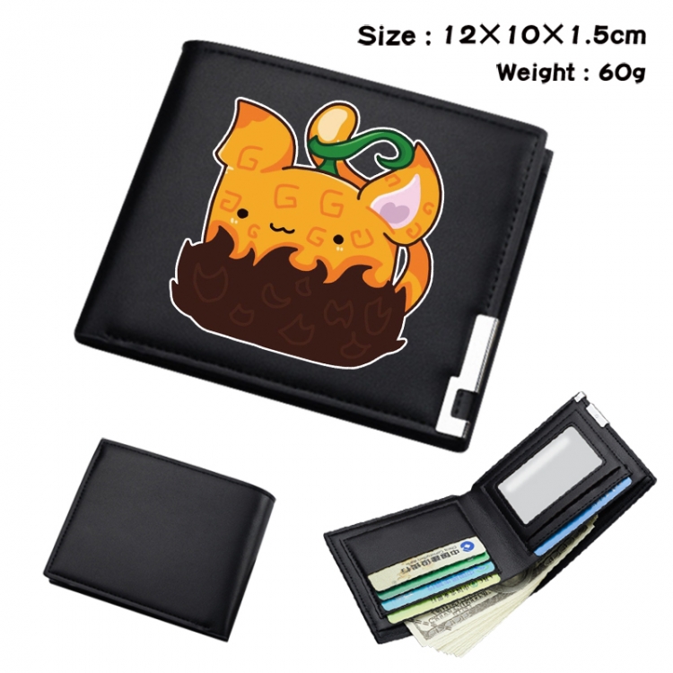 blox fruits Anime Full Color Black Leather Bifold Wallet 12x10x1.5cm