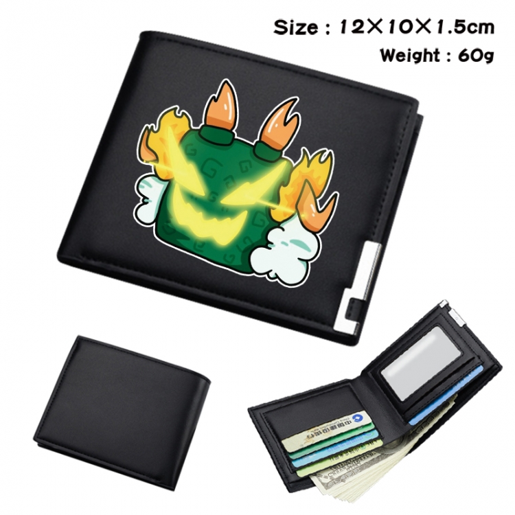 blox fruits Anime Full Color Black Leather Bifold Wallet 12x10x1.5cm