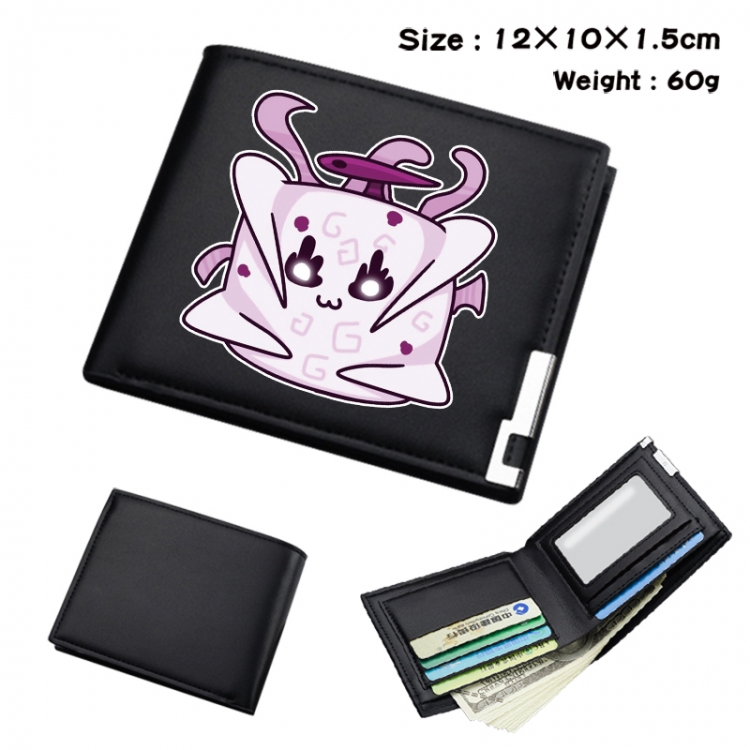 blox fruits Anime Full Color Black Leather Bifold Wallet 12x10x1.5cm