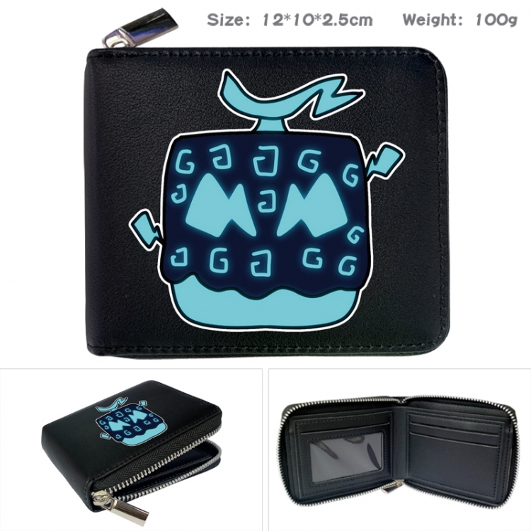 blox fruits Anime zipper black leather half-fold wallet 12X10X2.5CM 100G