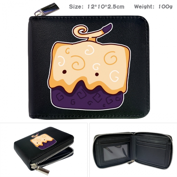 blox fruits Anime zipper black leather half-fold wallet 12X10X2.5CM 100G