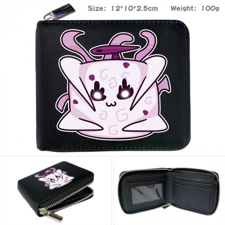 blox fruits Anime zipper black leather half-fold wallet 12X10X2.5CM 100G