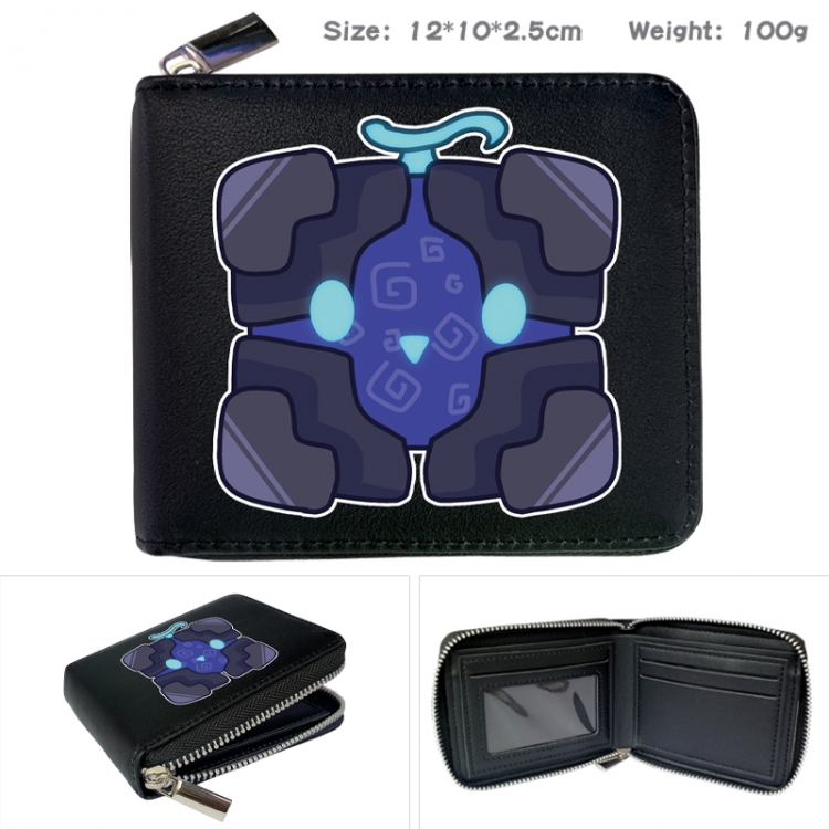 blox fruits Anime zipper black leather half-fold wallet 12X10X2.5CM 100G